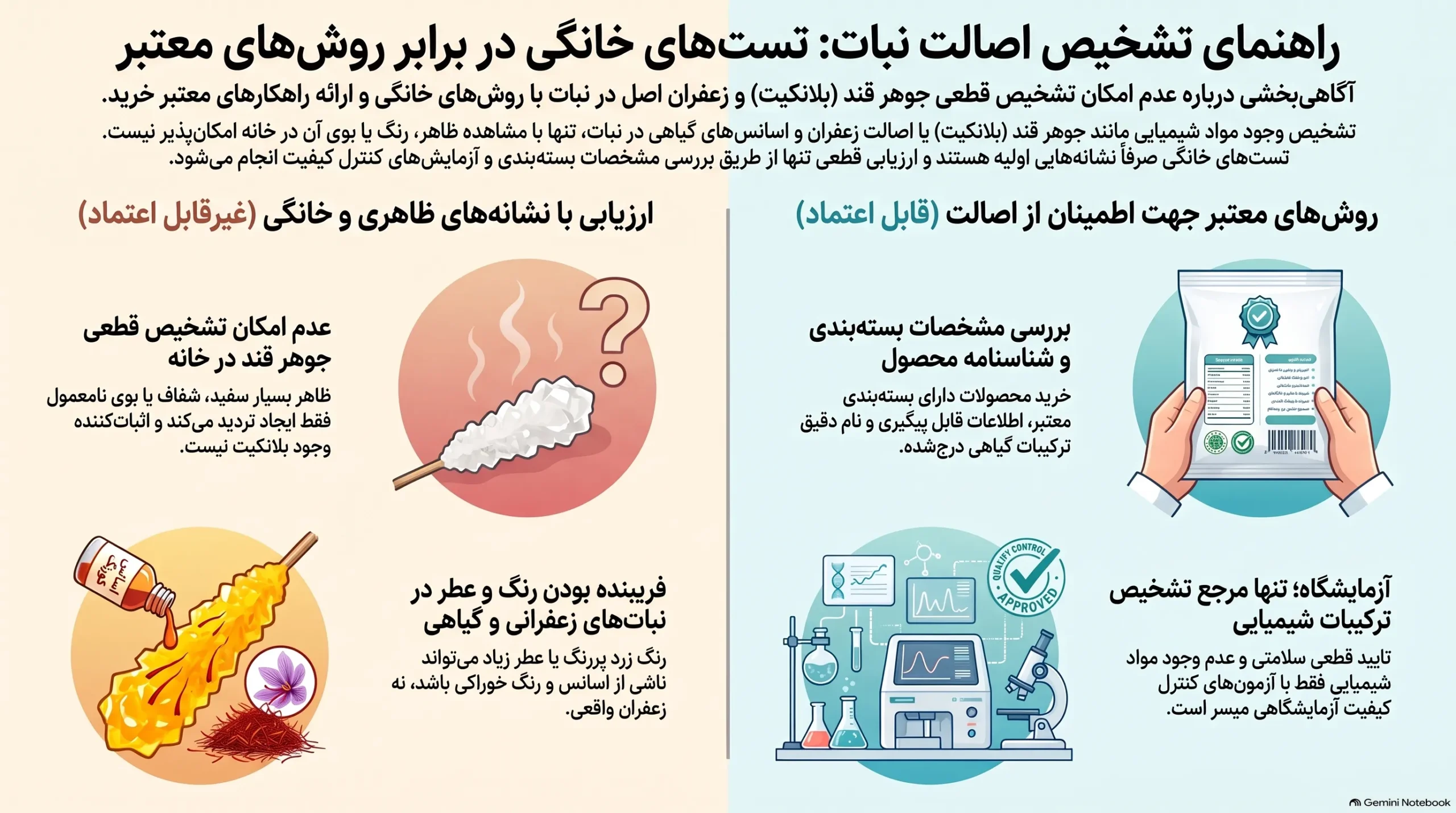 راهنمای جامع تشخیص نبات اصل از تقلبی