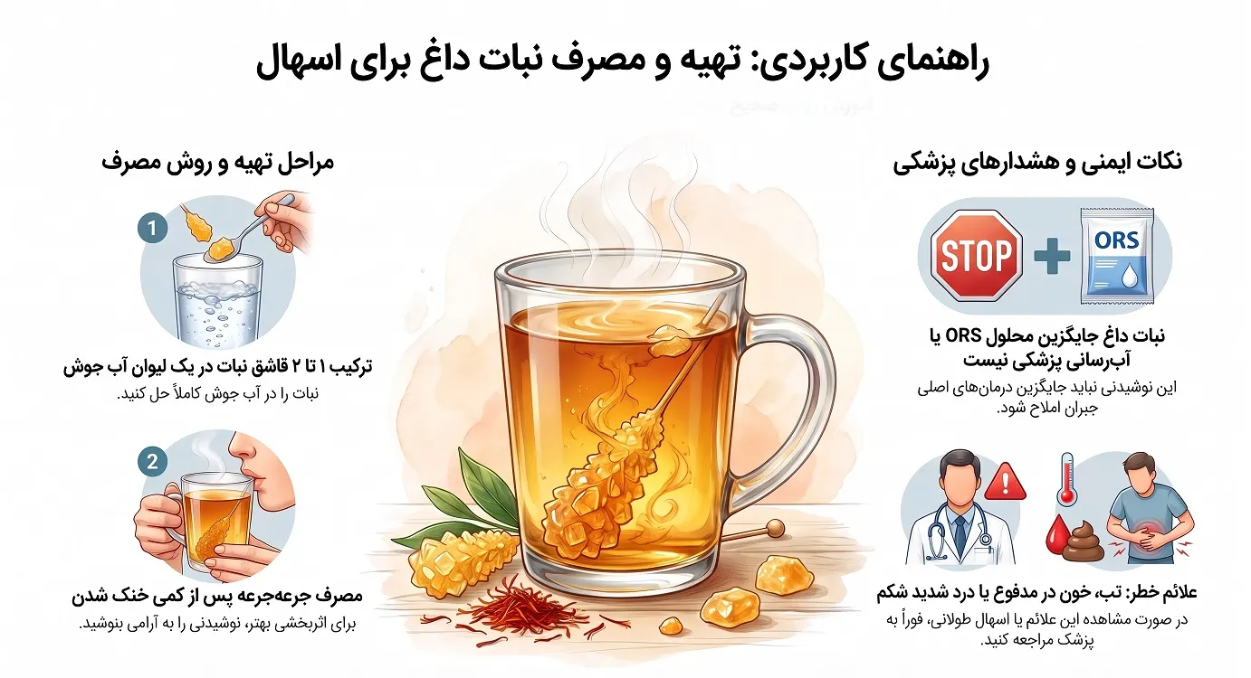 تهیه و مصرف نبات داغ برای اسهال